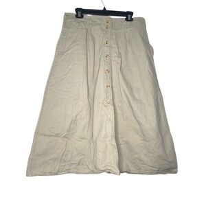 Basic Editions A-Line Button Down Cargo Skirt (Size: XL, Color: Khaki)